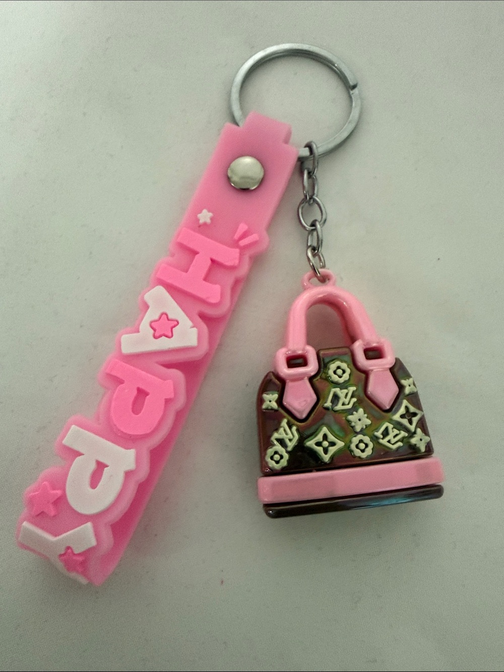 Pink Keychain with Mini Purse Charm